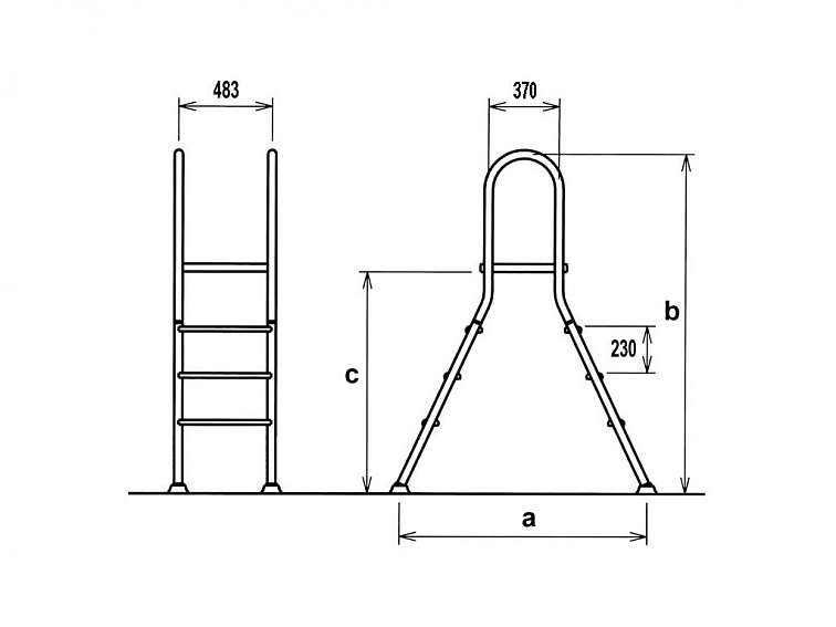 Dvojitý nerezový rebrík 4 + 4-stupňový, do výšky 1,2m