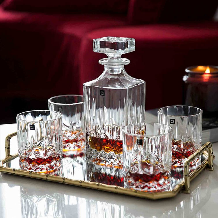 Diamante Whisky Set 5 Piece Gift Boxed in Clear